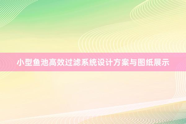 小型鱼池高效过滤系统设计方案与图纸展示